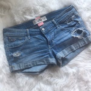 Hollister Distressed Denim ripped jean shorts